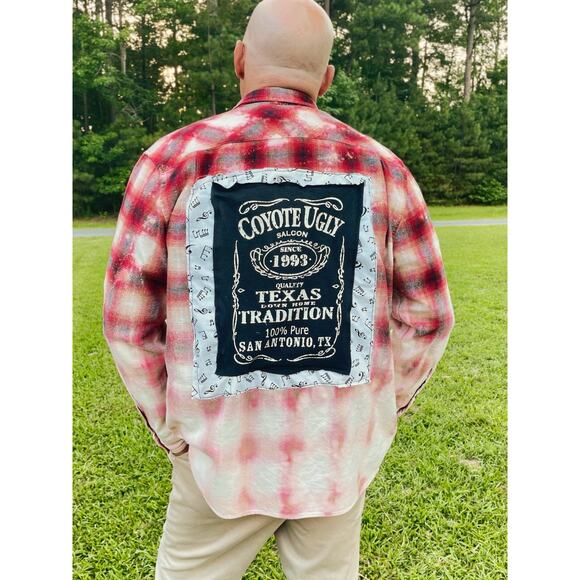 UP-CYCLED coyote ugly bleached flannel shirt - Picture 1 of 5